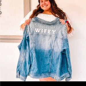 Torrid Ever After “Wifey” Pearl Jean Jacket Size 6